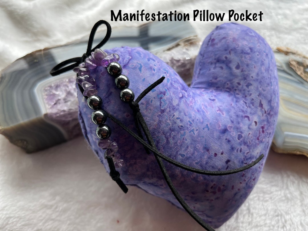Small purple heart prayer pillow manifestation pillow etsy
