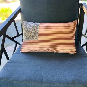 American Flag Pillow, Lumbar Pillow, Primitive Flag Pillow