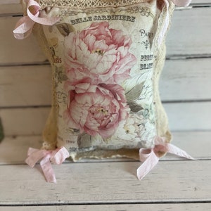 Pink Peony & Lace Pillow Small Decorative Pillow image 2