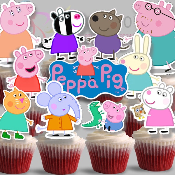 PRINTABLE Peppa Pig Cupcake toppers-2, Instant Download for Peppa Pig Party
