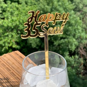 Personalized Name and Age Centerpieces - Custom Cake Toppers - Drink Stirrers - Birthday Party Decor, Swizzle Stir Sticks - Cocktail Markers