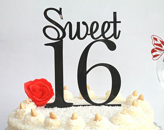 16th Birthday Party Cake Toppers Black Cake Topper 16 Birthday
