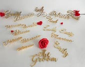 Laser cut names Cheap wedding signs Escort place cards Calligraphy script table name Personalized place setting Luxury guest names 2mm width