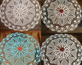Doily Crochet Round Lace Cotton Large Vintage Handmade Doilies Tablecloth Decor Light Brown Wedding Gift for Bride Mom White Beige Blue Ecru