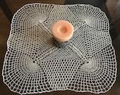 Fine Beige Lace Doily Crochet Handmade Cotton Vintage Ecru Ivory Small Table Runner Gift for Her Wedding Decor Delicate Gift Idea for Bride