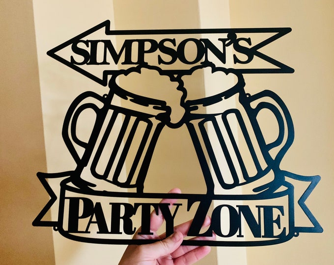 Personalized Metal Name Sign Custom Party Zone Arrow Place Beer Zone Pub Outdoor Door Wall Art Bar Decor Drink Local Man Cave Gift For Him