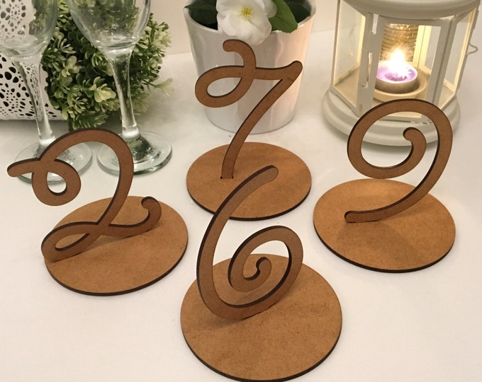 Wooden table numbers Freestanding Wedding sign Rustic table number Laser cut Table numbers stands Wood wedding tag Number Signs Table Marker