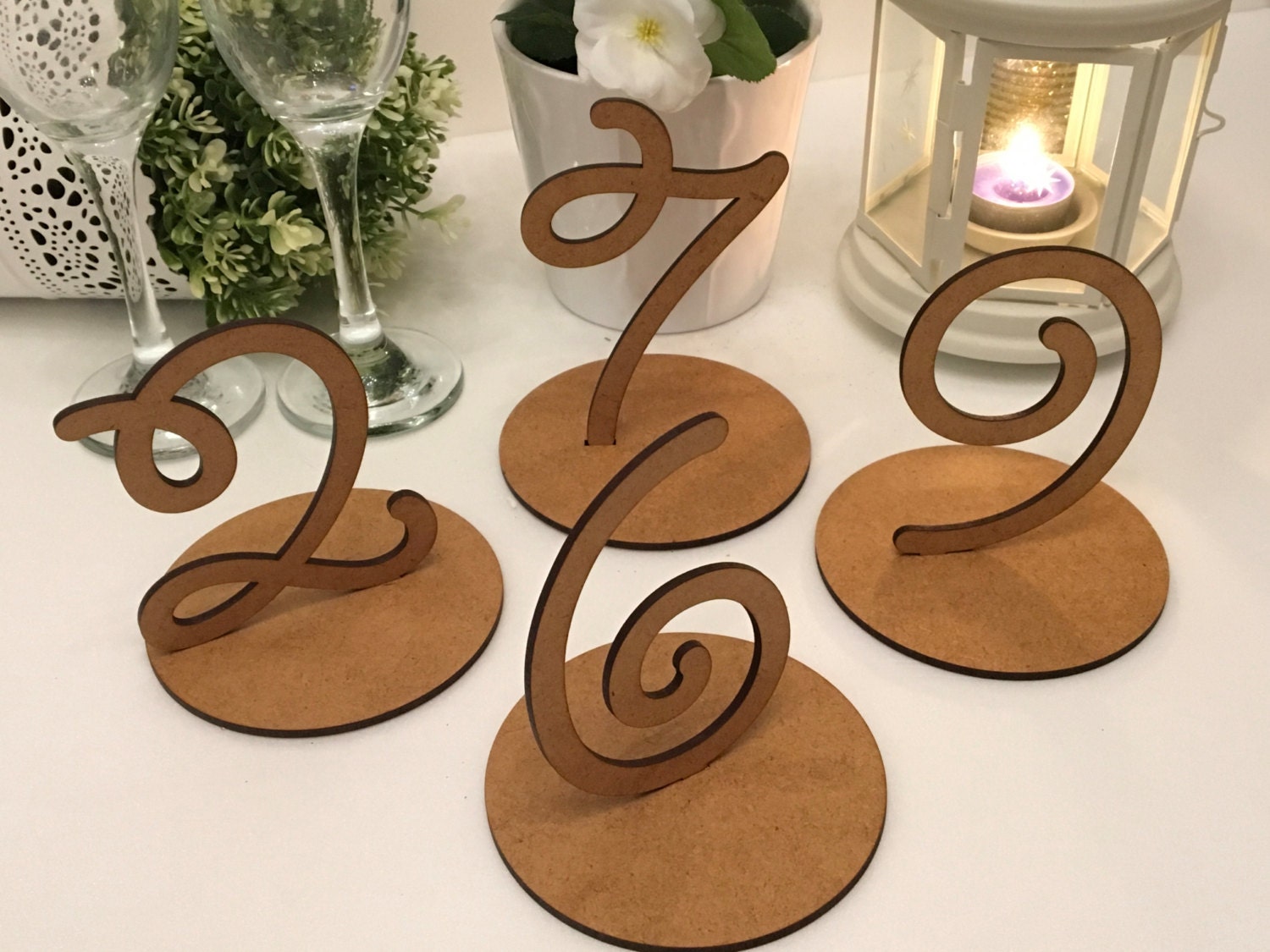  1-10 4'' Wooden Numbers - Free Standing Wedding Table