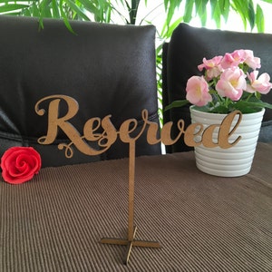 Custom Reserved Table Sign – Freestanding Wood Wedding Signage - Rustic Reception Decor