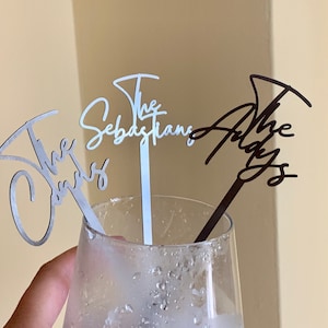 Custom Drink Stirrers – Personalized Stainless Steel Guest Name Swizzle Sticks, Wedding Calligraphy Cocktail Bar Accessories & Party Decor
