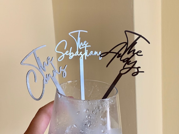 Personalized Stainless Steel Guest Name Drink Stirrers Custom Party Calligraphy Wedding Swizzle Stir Sticks Metal Cocktail Bar Accessories