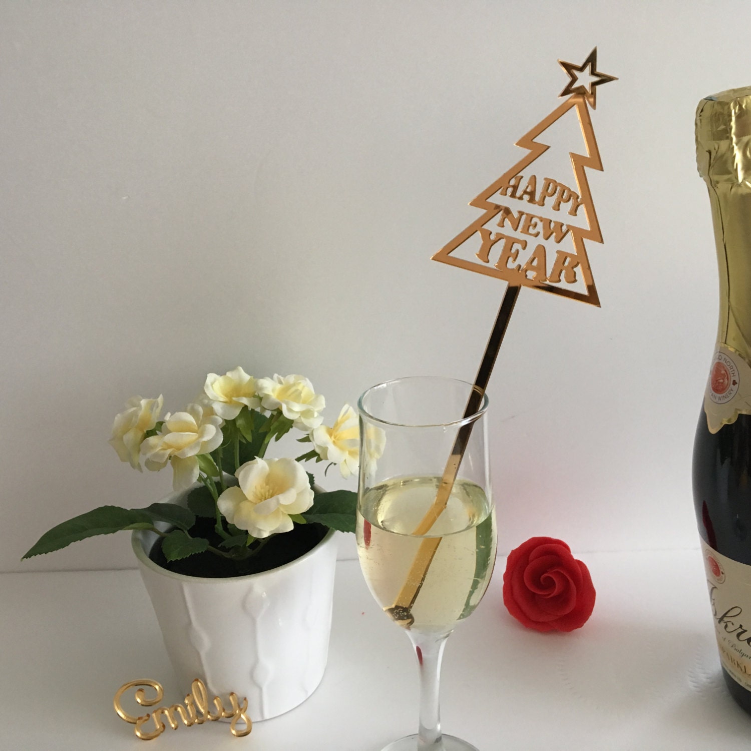 Christmas Drinks 2022 New Year Decor Party Drinks New Year's Eve Christmas Swizzle Sticks New  Year Party Drink Stirrers Happy New Year 2022 Personalized Drinks