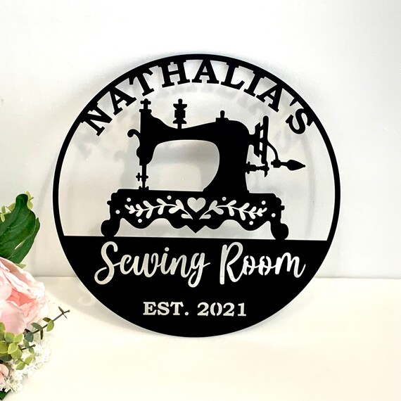 Personalized Sewing Sign Custom Sewing Machine Vintage Quilting Sign Custom Name Sign Room Sign Metal Est. Sign Gift for Mom Grandmas Gift