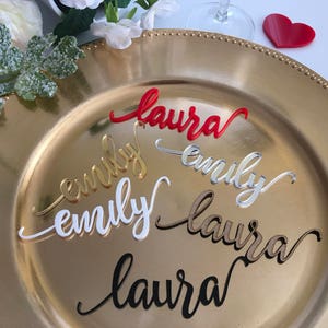 Gold Wedding Place Cards Personalized Acrylic Laser Cut Names Place name settings Guest name tags Wedding Signs Calligraphy Modern New Font image 4