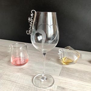 Custom Stainless Steel Drink Name Tags, Personalized Cocktail Glass Markers, Laser Cut Names, Wedding Wine Glass Charms, Metal Drink Markers