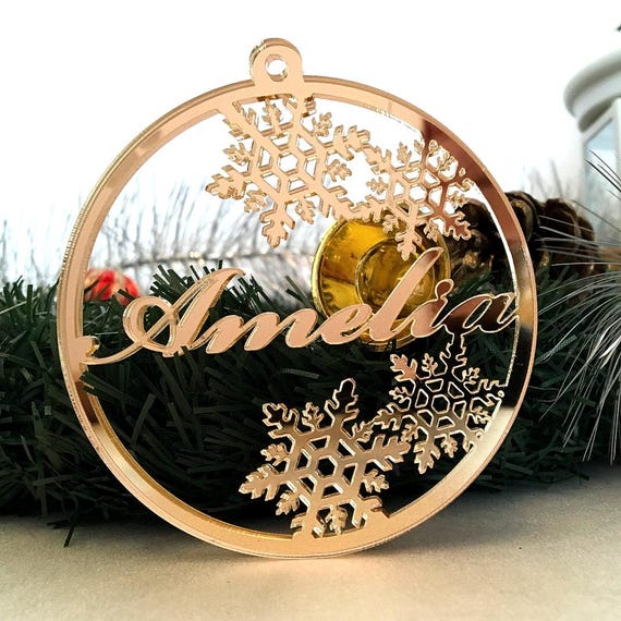 Personalized Christmas Name Ornaments Holiday Tree Decorations Christmas Family Gifts Gold Name Tags Xmas Decorations Custom Laser Cut Names