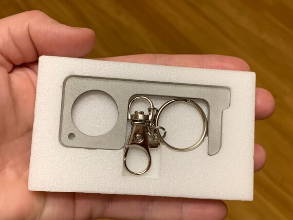 Touch Free Door Opener Laser Cut Custom Name Keychain No Etsy
