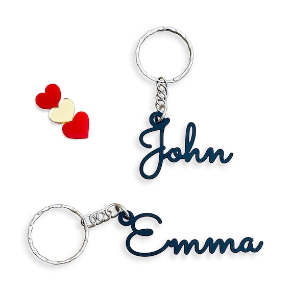 Personalized Name Keychain – Custom Keychain - Laser-Cut Metal Keyring – Custom Name Tag and Bag Charm - School Bag Tag - Metal Keychain