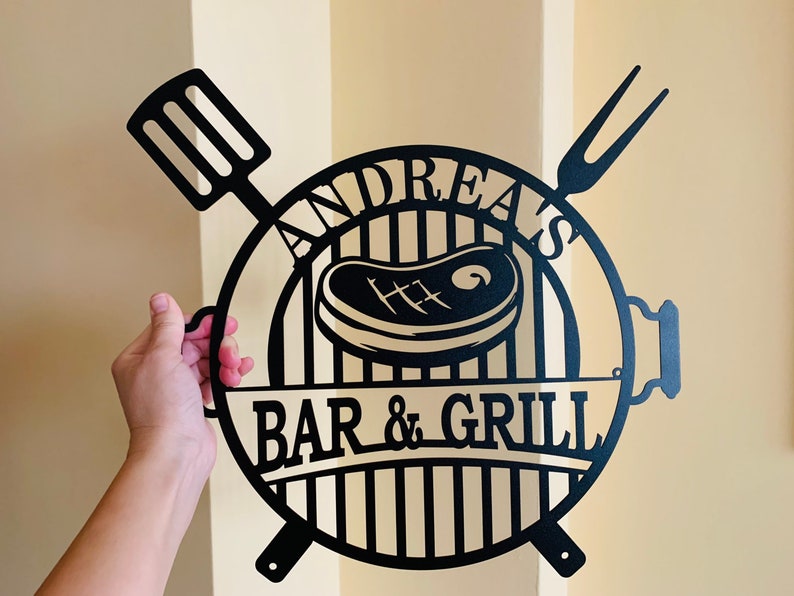 Personalized Bar & Grill Name Sign Metal Wall Art Custom Etsy