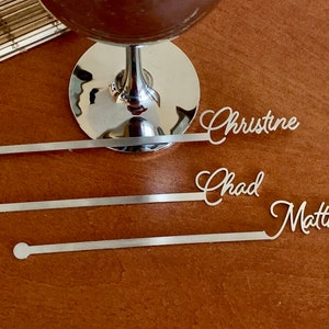 Custom Drink Stirrers – Personalized Stainless Steel Swizzle Sticks, Silver Cocktail Accessories, Party & Housewarming Decorations