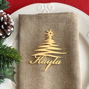 Segnaposto natalizi personalizzati – Etichette natalizie personalizzate per la tavola – Apparecchiature natalizie – Nomi tagliati al laser – Nomi per la tavola da pranzo