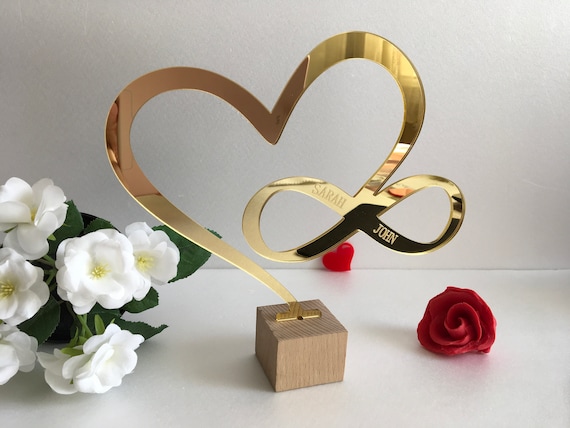 Personalisierte 2 Namen Herz Unendlichkeitszeichen Liebe Symbol auf Stand  Hochzeit Geschenk für Paare Valentinstag Personalisiertes Schild Mr & Mrs  Sweet Tischdeko -  Österreich