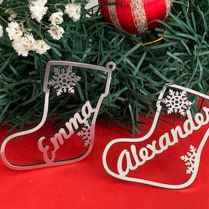 Personalized Stocking Gift Name Tags - Custom Hanging Ornaments for Christmas Tree - Xmas Decorations