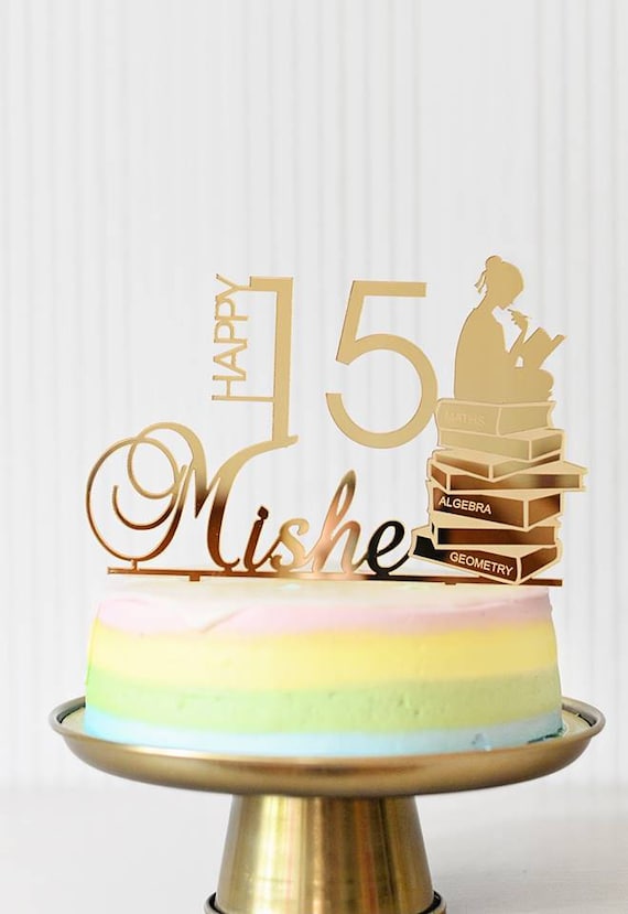 Personalized Birthday Cake Topper - Custom Name & Age – Math or Book Lover Party Decor