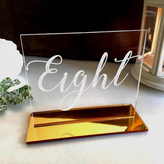 Wedding Table Numbers - Modern Table Signs Personalized Event Decor and  Reception Centerpieces - Custom Engraved Text, Table Number Holders