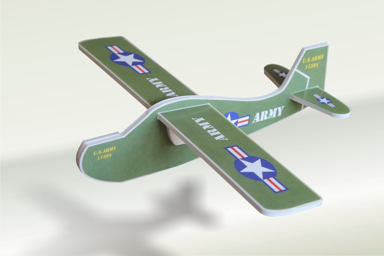 DIY Air Plane Gift Toy US Army Glider Styrofoam Military Etsy