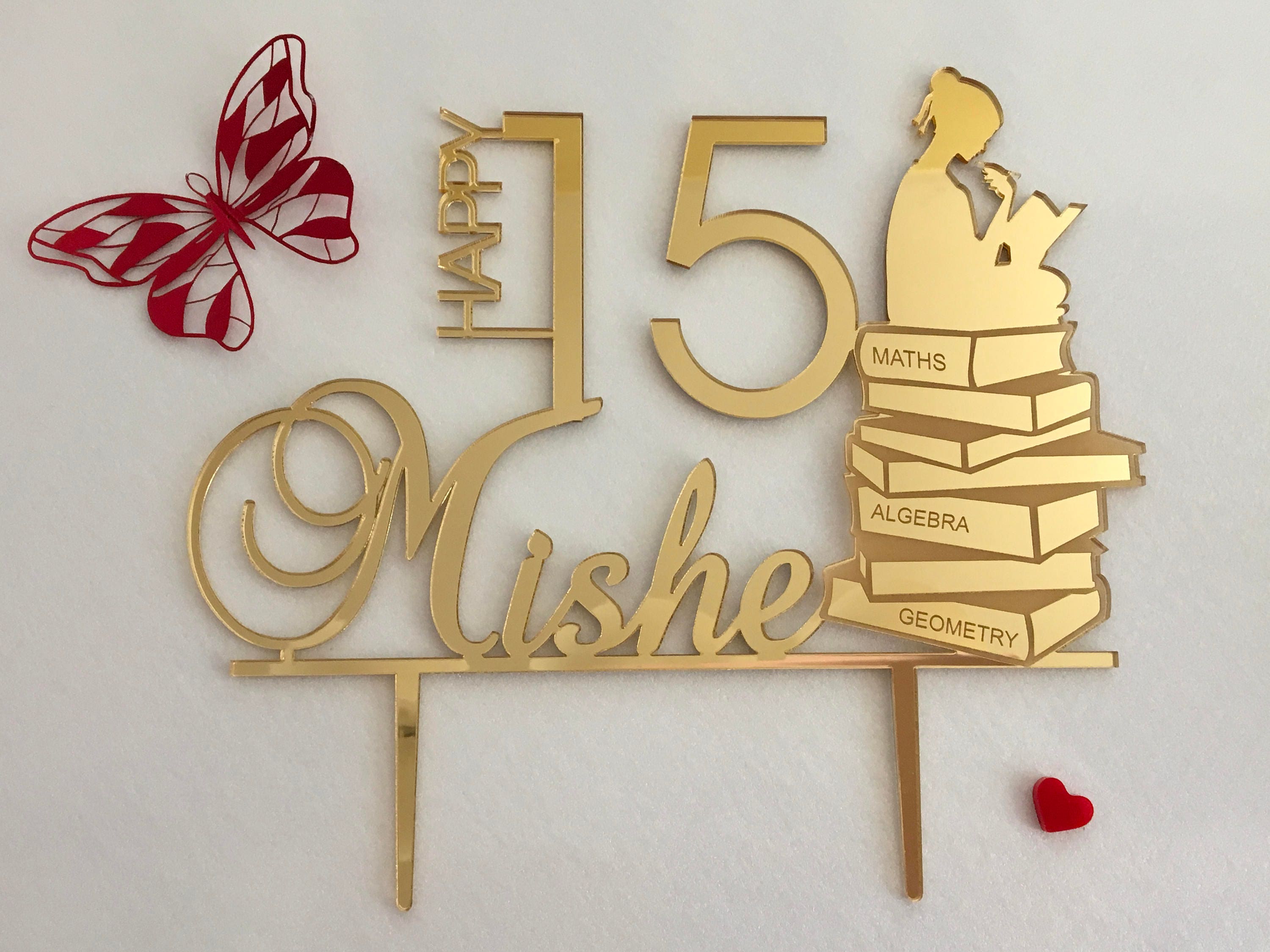 Personalised Happy Birthday Acrylic Mirror Cake Topper Custom -  Israel