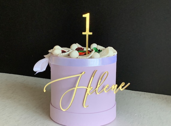 Personalized 1st Birthday Cake Topper Custom Baby Name Charm Kids Party Decor Cake Name Plate Laser Cut Names, Any Name, Any Age Cake Topper