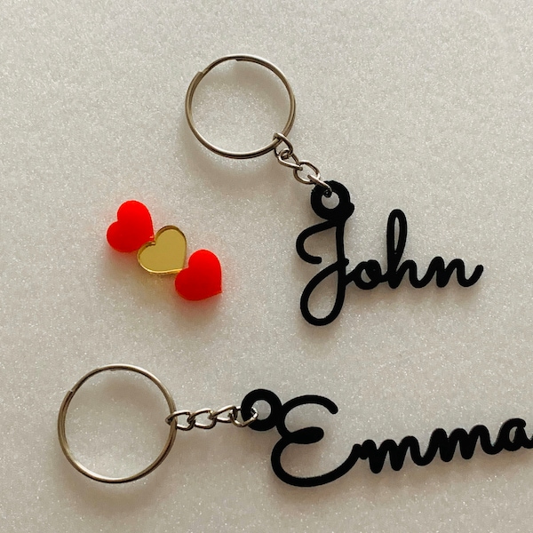 Personalized Name Keychain Customized Keyrings Laser Cut Metal Name / Word Handmade Gift for Her Key Chain for Him Custom Bag Charm Name Tag