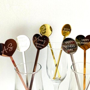 Personalized Heart Name Drink Stirrers Custom Swizzle Stir Sticks Happy Mothers Day Birthday Table Decor Weddings, Engagement, Baby Showers image 10