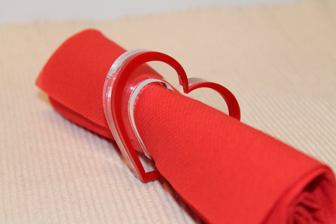 Red heart napkin rings Napkin ring holders Valentine's Etsy