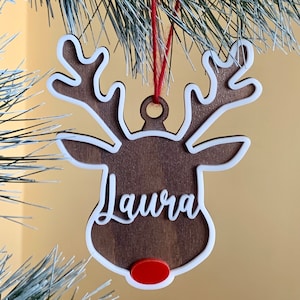 Personalized Reindeer Name Ornament Christmas Custom Reindeer Family Ornaments Xmas 2025 Handmade Deer Holiday Gift Tree Decorations