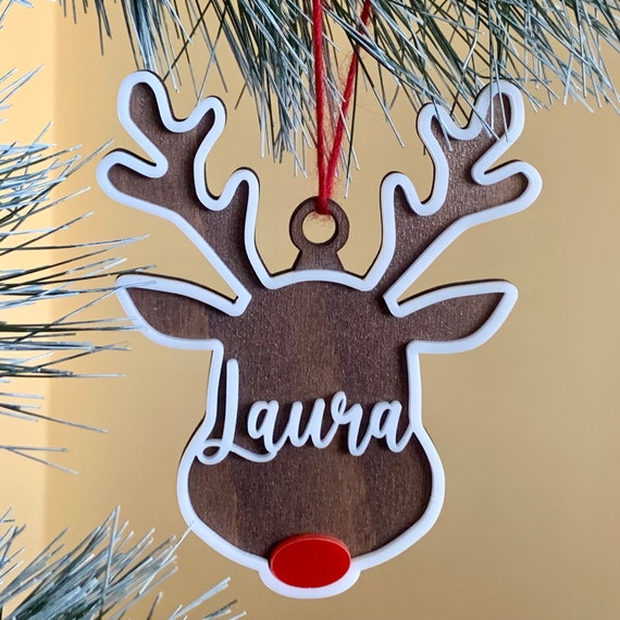 Personalized Reindeer Name Ornament Christmas Custom Reindeer Family Ornaments Xmas 2025 Handmade Deer Holiday Gift Tree Decorations