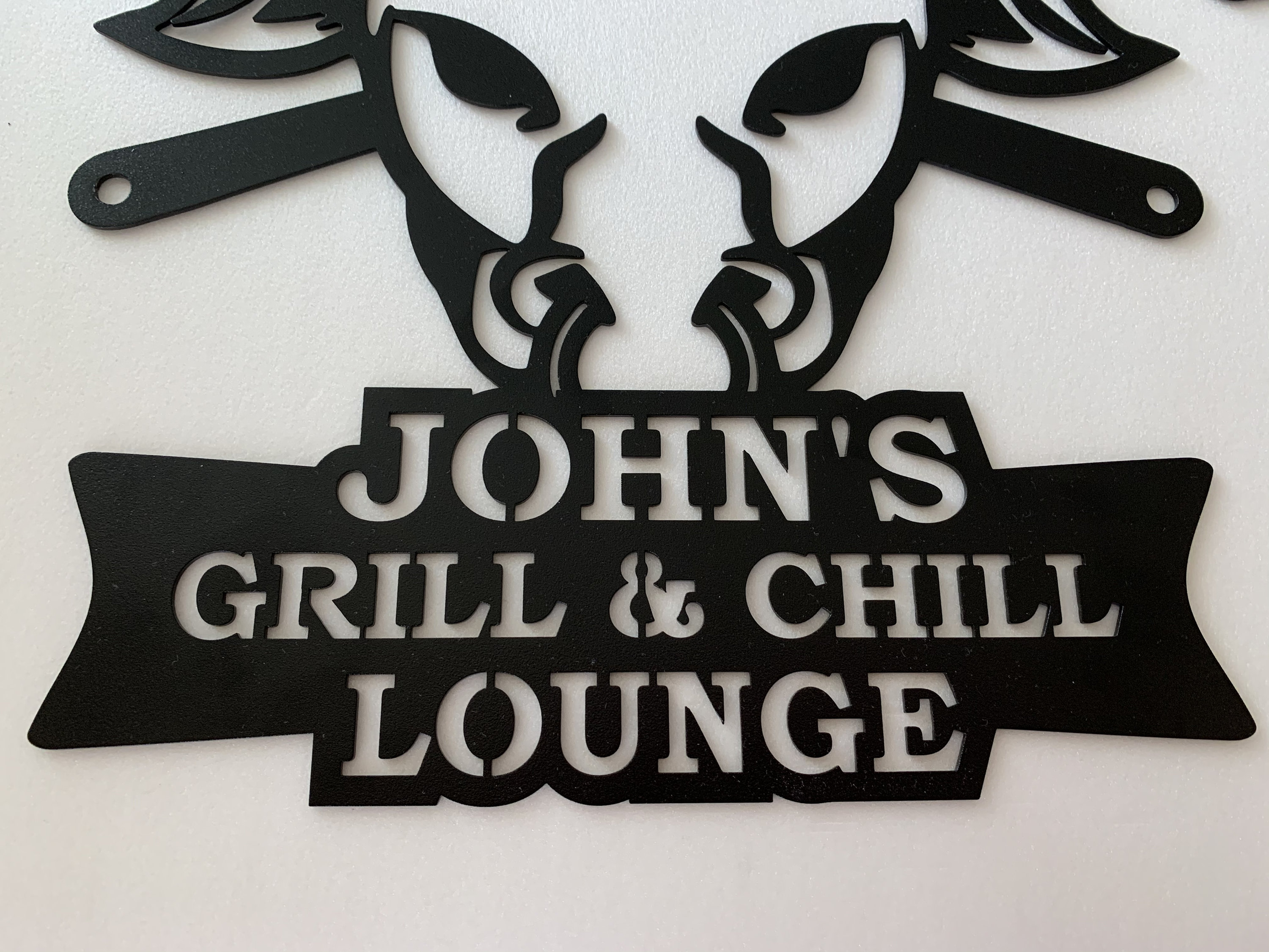 Personalized Metal BBQ Sign for Porch Grill & Chill Lounge Custom Name