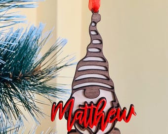 Personalized Christmas Gnomes Name Ornament Custom Laser Cut Names Kids Gifts Xmas 2025 Handmade Tree Decorations Gift Tags for Boys & Girls