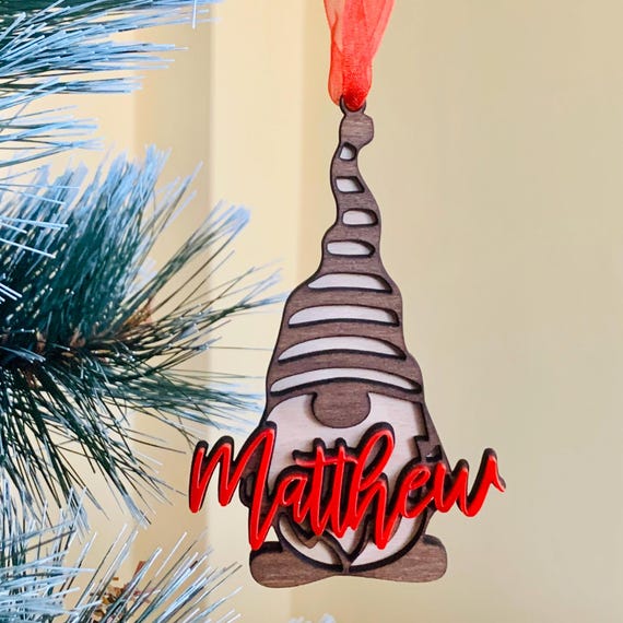 Personalized Christmas Gnomes Name Ornament Custom Laser Cut Names Kids Gifts Xmas 2025 Handmade Tree Decorations Gift Tags for Boys & Girls
