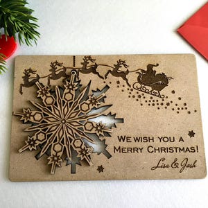 Gepersonaliseerde kerstkaarten Aangepaste houten kaarten Persoonlijk bericht Kerstcadeau Gegraveerd ornament Kerstkaarten Vrolijk kerstfeest