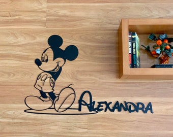 Personalized Mickey Mouse Sign Children's Room Decor Minnie Mouse Custom Name Sign Metal Wall Art Disney Wall Hanging Kids Room Nursery Door