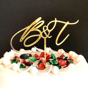 Personalisierte 2 Initialen Hochzeitstorte Topper Hand beschriftete Initialen Mr & Mrs Custom Jubiläumstorte, zwei Buchstaben Cake Topper Braut und Bräutigam