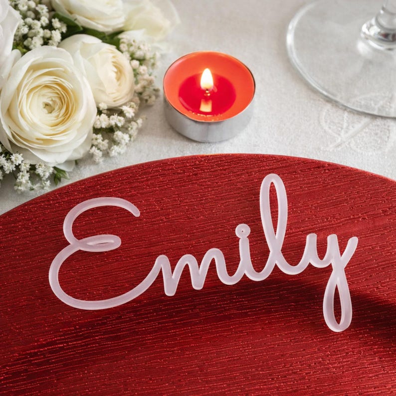 Custom Acrylic Name Place Cards, Personalized Wedding Laser Cut Guest Names, Table Decor image 5
