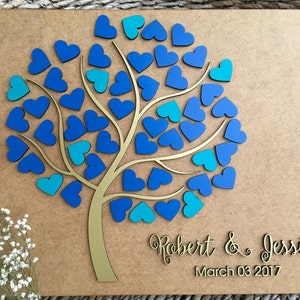 Tree of Hearts Wedding Guestbook - Custom Wood Sign with Names and Wedding Date - 3D Love Memory Guestbook - Personalized Wedding Keepsake