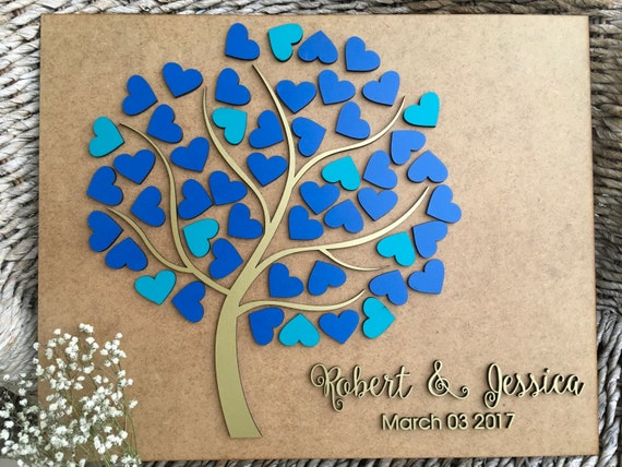 Tree of Hearts Wedding Guestbook - Custom Wood Sign with Names and Wedding Date - 3D Love Memory Guestbook - Personalized Wedding Keepsake