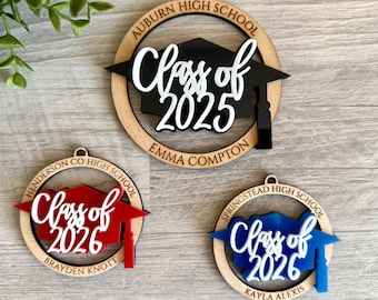 Personalized Graduation Name Ornament Class of 2025 Custom Xmas Gift for Senior Engraved Bauble College Graduate High School Grad University