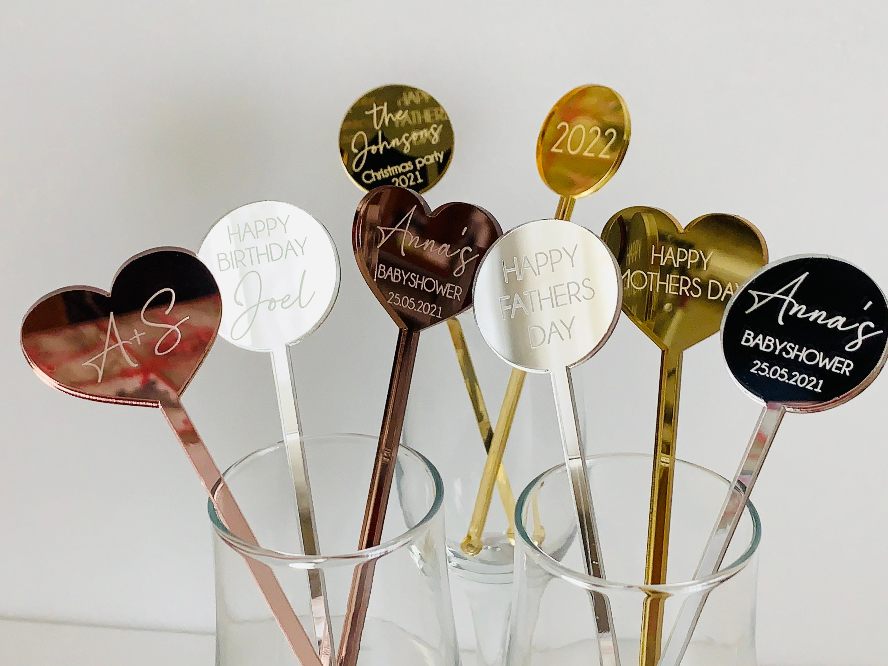 Personalized Heart Name Drink Stirrers Custom Swizzle Stir Sticks Happy  Mothers Day Birthday Table Decor Weddings, Engagement, Baby Showers