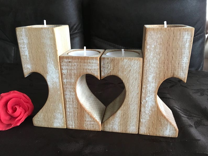 Wooden Candle Holders Set of 2 Wood Candlestick Holders Rustic Etsy