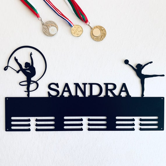 Personalized Rhythmic Gymnastics Medal Holder with Custom Name - Medal Display Rack – Metal Hanger for Ribbons & Awards - Wall Hanging Signs